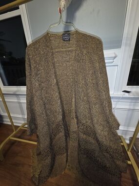 CELTIC Brown Knit Open Front Women’s Wool Sweater Wrap One size Fits All